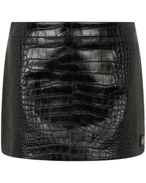 Philipp Plein Leather Mini Skirt Cocco - Black