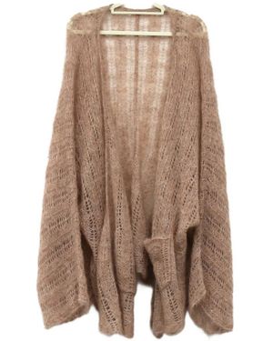 YANGKEHAN Open-Knit Mohair-Blend Cardigan - Brown