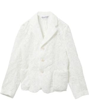Comme des Garçons Floral-Embroidered Blazer - White