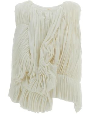 Comme des Garçons Pleated Draped Top - White