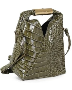 MM6 by Maison Margiela Bolso Bombonera Japanese Con Efecto De Piel De Cocodrilo - Verde