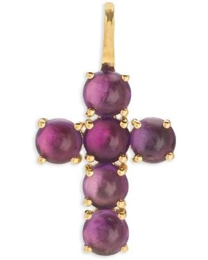 We by WHITEbIRD 18k Yellow Gold Ismène Cross Amethyst Pendant - Purple
