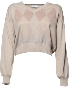 Ballantyne Argyle-Intarsia Jumper - Natural