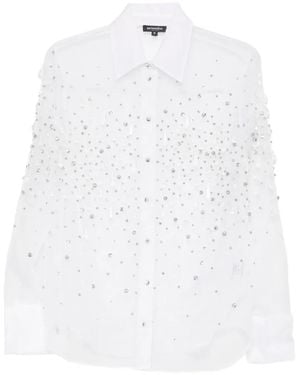 retroféte Crystal-Embellished Sheer Shirt - White