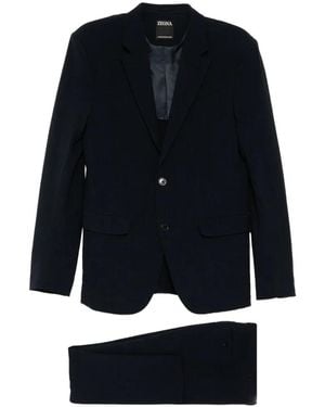 ZEGNA Single-Breasted Notched-Lapels Suit - Schwarz