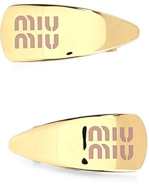 Miu Miu Barrette À Logo Imprimé - Metallic
