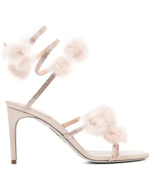 Rene Caovilla Rosalia Pompom-Detail Sandals - White