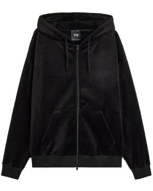 Y-3 Velvet Zip-Up Hoodie - Black
