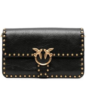 Pinko Small Love Birds Stud-Embellished Shoulder Bag - Black
