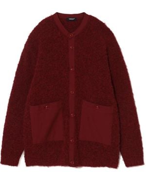 Undercover Round-Neck Patch-Pocket Cardigan - Red
