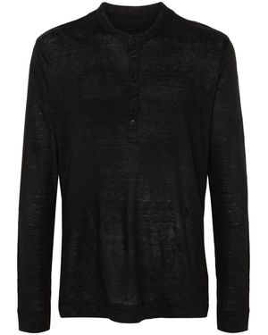 120% Lino Long-Sleeve Linen T-Shirt - Black