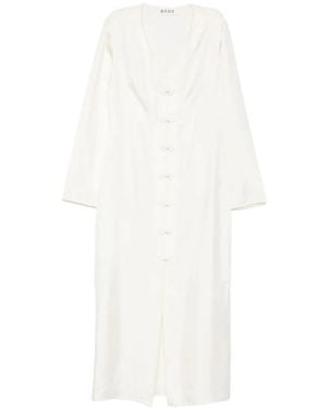 Rohe Button V-Neck Midi Dress - White