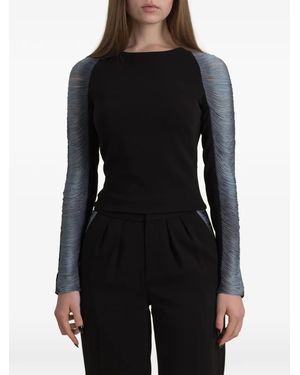 Contessa Mills Medusa Fringed-Sleeve Top - Black