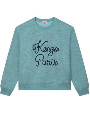 KENZO Paris Chainstitch-Embroidered Logo Sweatshirt - Blue
