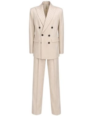 ROOM76 Double-Breasted Pinstripe-Pattern Suit - Natural