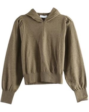 Amomento Puff-Sleeve Zip-Up Hoodie - Green