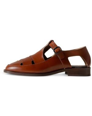 Hereu Besso Woven T-Bar Sandals - Brown
