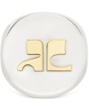 Courreges Chevalière À Plaque Logo Ac - Blanc