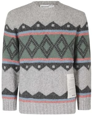 Ballantyne Fair Isle Knit Jumper - Grey