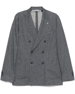 Manuel Ritz Double-Breasted Blazer - Grey