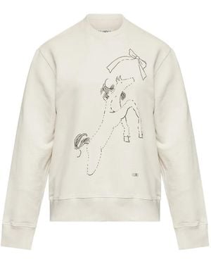 MM6 by Maison Margiela Horse-Print Unbrushed-Cotton Sweatshirt - White