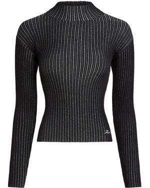 KARL LAGERFELD Mock-Neck Lurex T-Shirt - Black