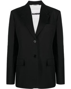 Jil Sander Single-Breasted Cotton Blazer - Black