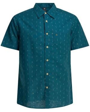 Montbell Bamboo-Print Short-Sleeve Shirt - Blue