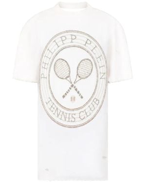 Philipp Plein Abito Tennis Club Con Schiena Scoperta - Bianco