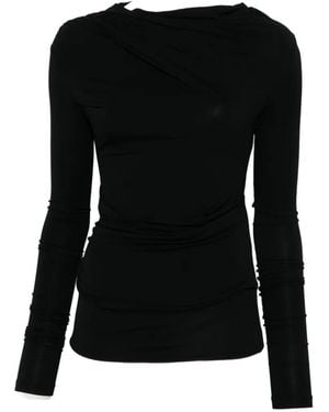 Entire studios Draped Long-Sleeve Top - Black