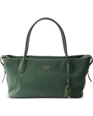 Prada Large Leather Tote Bag - Green