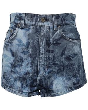 Dolce & Gabbana Floral-Print Denim Shorts - Blue