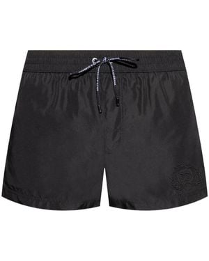 Dolce & Gabbana Badeshorts Mit Logo-Stickerei - Schwarz