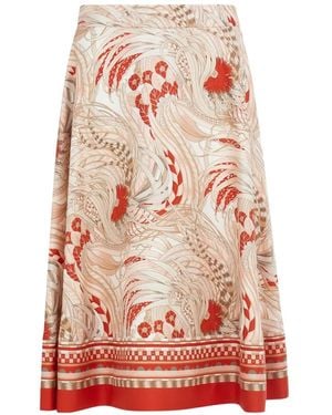 Ferragamo Rooster-Print Long Skirt - White