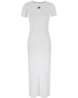 Marine Serre Crescent Moon-Embroidery Maxi Dress - White