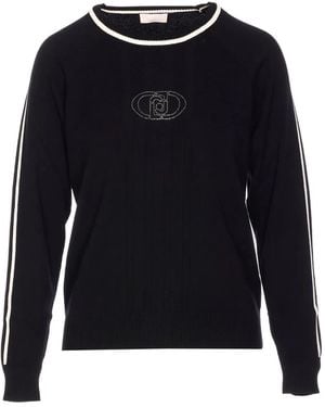 Liu Jo Crystal-Embellished Crew-Neck Sweatshirt - Blue