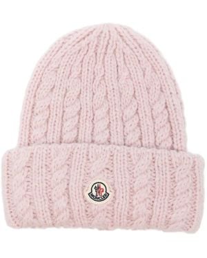 Moncler Beanie Mit Zopfmuster - Pink