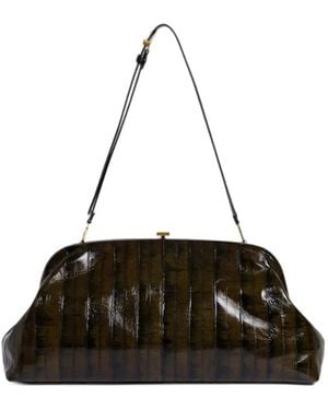 Alberta Ferretti Eel-Skin Clutch Bag - Black