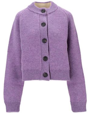 B.B. Wallace Sherman Crew-Neck Button-Up Cardigan - Purple