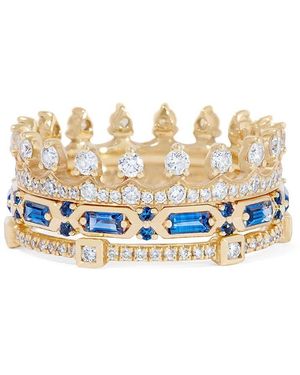 Annoushka 18kt Yellow Gold Diamond Sapphire Crown Stack Ring - Blue