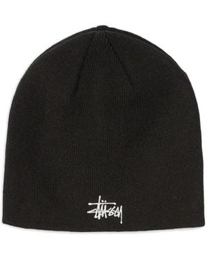 Stussy Logo-Embroidered Beanie Hat - Black