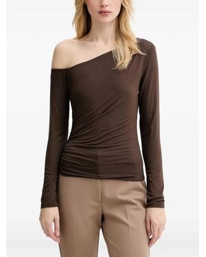 Guess Kassade One-Shoulder Long-Sleeve Top - Brown