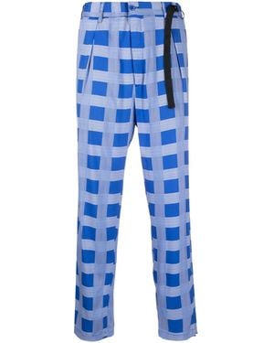 4SDESIGNS Check-Print Trousers - Blue