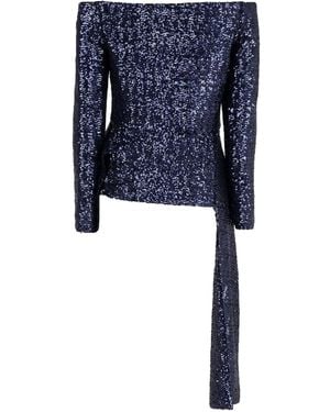 Roland Mouret Sequin-Embellished Off-Shoulder Top - Blue