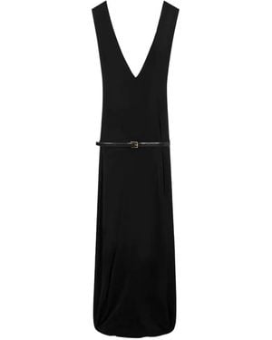 Loewe V-Neck Midi Dress - Black