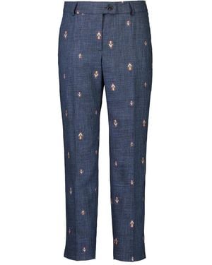 Maison Common Pantaloni Con Ricamo - Blu