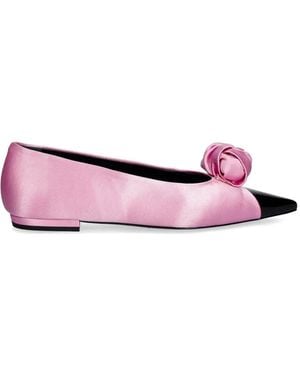ROTATE BIRGER CHRISTENSEN Rosette-Detail Pointed-Toe Ballet Flats - Pink