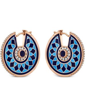 Aneka 18K Recycled Rose Kaleido Diamond Hoop Earrings - Blue