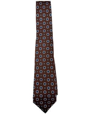 Kiton Floral-Print Silk Tie - White