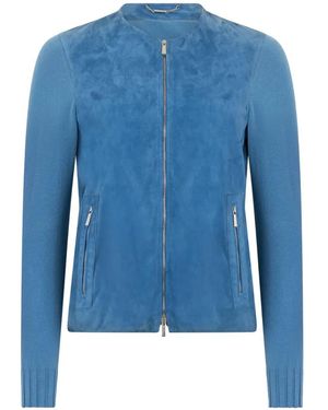 Moorer Erica Paneled Cardigan - Blue